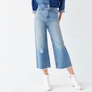 UO BDG high rise wide leg raw hem jeans